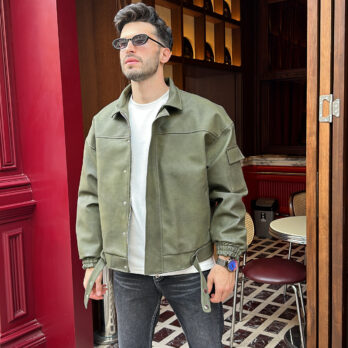 İthal Deri Yeşil Mont