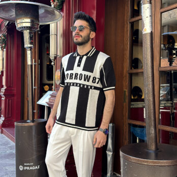 Çizgili Düğmeli Triko T-shirt