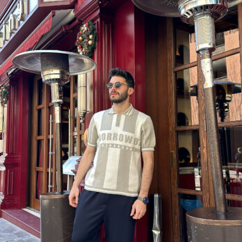 Çizgili Düğmeli Triko T-shirt