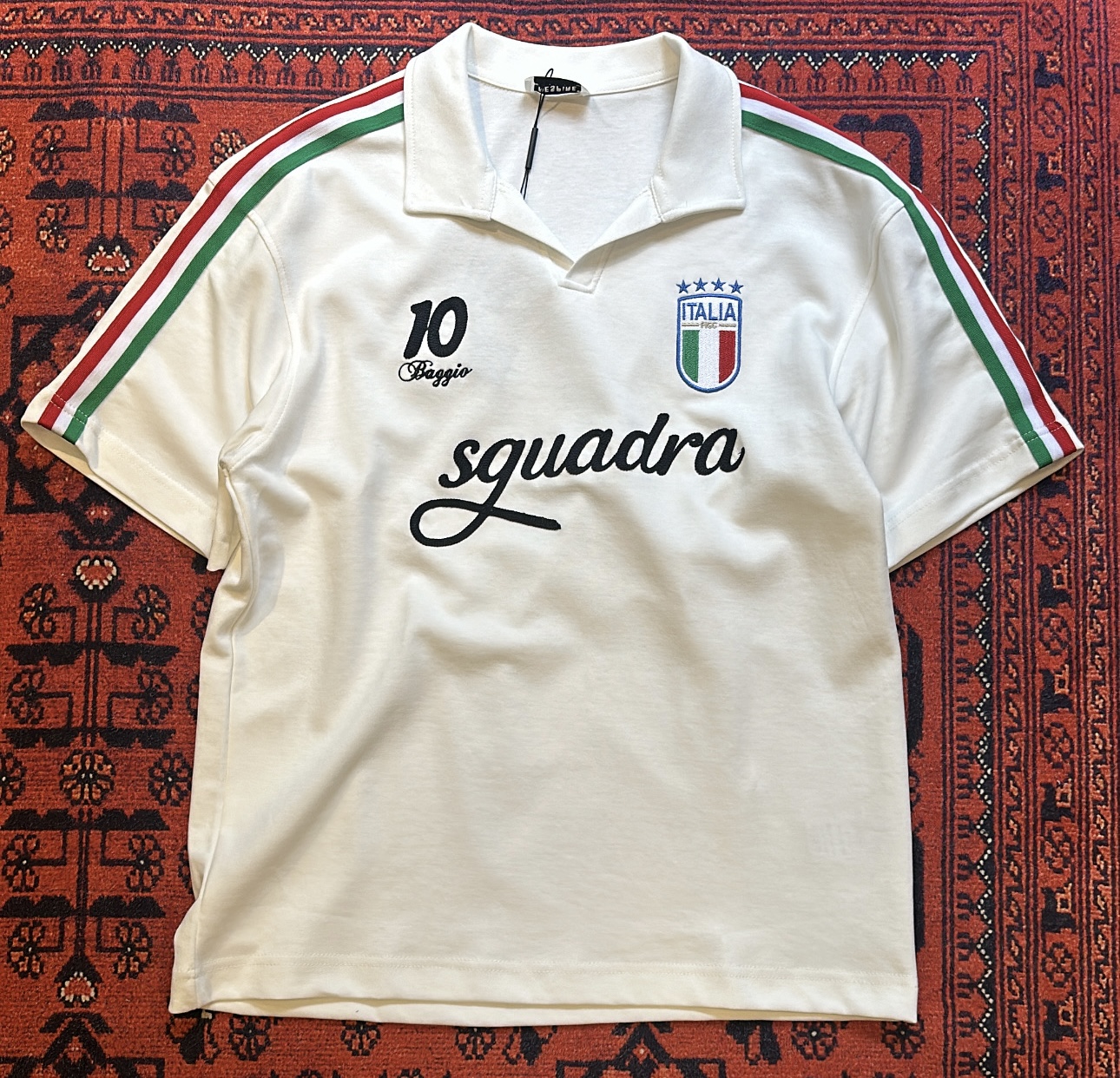 Ekru İtaly Baggio 10 Forma T-shirt