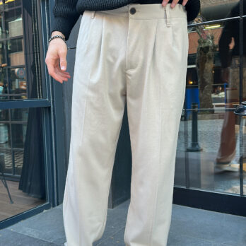 Bej Baggy Kumaş Pantolon